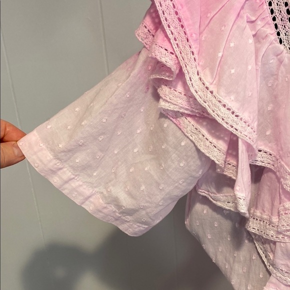 LoveShackFancy Dress Natasha Mini Tie Dye Ruffled Swiss Dot Lace Extra Large - Picture 9 of 16